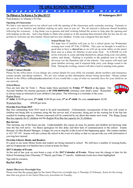 TE UKU SCHOOL NEWSLETTER Expanding Hearts and Minds