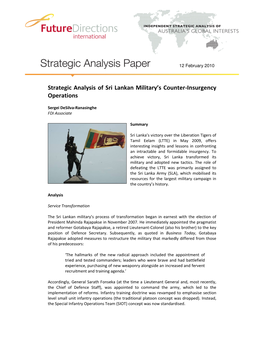 Strategic Analysis of Sri Lankan Military's Counter-Insurgency