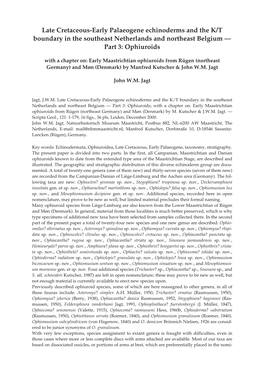 Late Cretaceous-Early Palaeogene Echinoderms and the K/T Boundary in the Southeast Netherlands and Northeast Belgium — Part 3: Ophiuroids