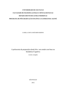 A Polissemia Da Preposição Alemã Über: Um Estudo Com Base Na Semântica Cognitiva