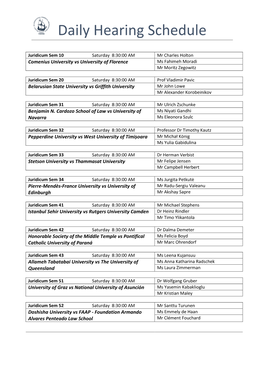 Daily Hearing Schedule