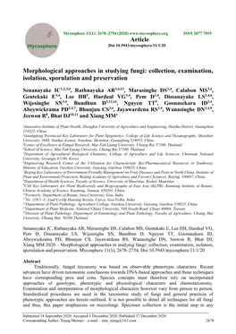 Morphological Approaches in Studying Fungi: Collection, Examination, Isolation, Sporulation and Preservation