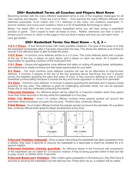 Basketball Terms for Players and Coaches