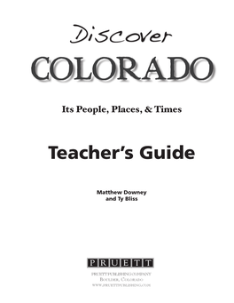 Teacher's Guide Discover Colorado