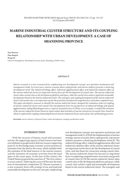 Marine Industrial Cluster Structure and Its Coupling Relationship with Urban Development: a Case of Shandong Province