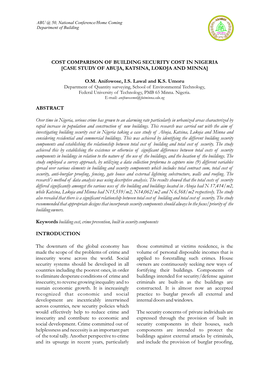 Cost Comparison of Building Security Cost in Nigeria [Case Study of Abuja, Katsina, Lokoja and Minna]