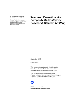 Teardown Evaluation of a Carbon Fiber Reinforced Plastic Beechcroft Starship Aft Wing