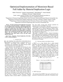 Optimized Implementation of Memristor-Based Full Adder by Material Implication Logic