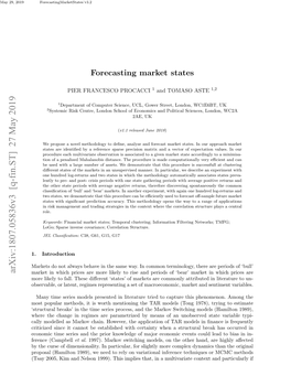 Arxiv:1807.05836V3 [Q-Fin.ST] 27 May 2019 Market in Which Prices Are More Likely to Rise and Periods of ‘Bear’ Market in Which Prices Are More Likely to Fall