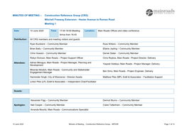 MINUTES of MEETING – Construction Reference Group (CRG) Mitchell Freeway Extension - Hester Avenue to Romeo Road Meeting 1