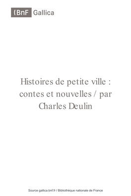 Contes Et Nouvelles / Par Charles Deulin