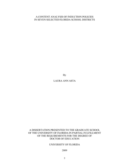 A Content Analysis of Induction Policies in Seven Selected Florida School Districts