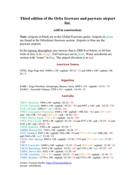 Third Edition of the Orbx Freeware and Payware Airport List