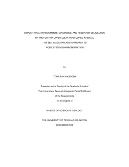 Depositional Environments, Diagenesis, and Reservoir Delineation