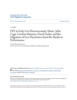 DIY in Early Live Electroacoustic Music: John Cage, Gordon Mumma
