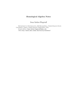 Homological Algebra Notes Sean Sather-Wagstaff