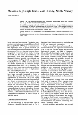 Mesozoic High-Angle Faults, East Hinnøy, North Norway