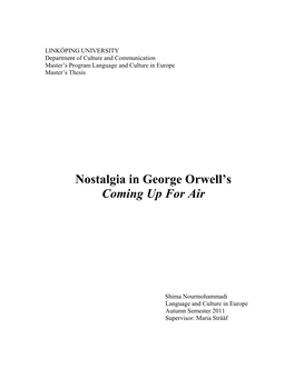 Nostalgia in George Orwell's Coming up For