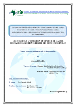 Dans La Région De Maradi/NIGER : Utilisation Des Outils SIG Pour La Caractérisation De La Vulnérabilité Et De La Sensibilité À La Pollution Des Nappes D’Eau