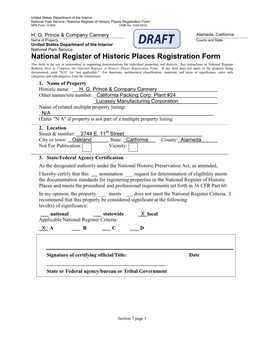 National Register of Historic Places Registration Form NPS Form 10-900 OMB No