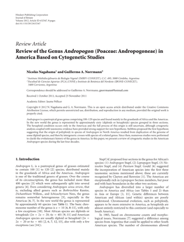 Review of the Genus Andropogon (Poaceae: Andropogoneae) in America Based on Cytogenetic Studies