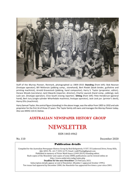 NEWSLETTER ISSN 1443-4962 No