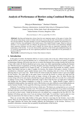 Analysis of Performance of Bowlers Using Combined Bowling Rate