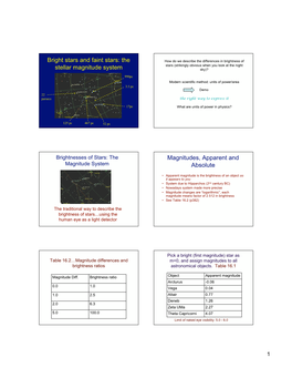 Bright Stars and Faint Stars: the Stellar Magnitude System Magnitudes