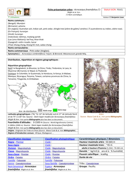 Fiche Présentation Arbre : Acrocarpus Fraxinifolius (°) Statut IUCN : R.A.S