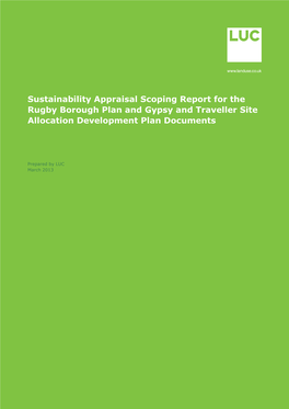 Sustainability Appraisal Scoping Report for the Rugby Borough Plan and Gypsy and Traveller Site Allocation Development Plan Documents
