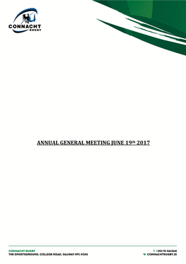 ANNUAL GENERAL MEETING JUNE 19Th 2017