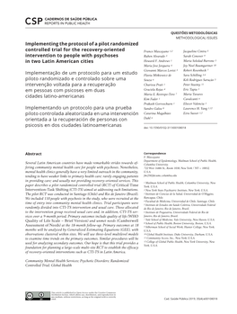 Implementing the Protocol of a Pilot Randomized Controlled Trial for The