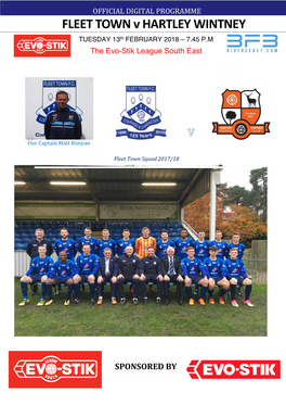 Fleet Town V Hartley Wintney Programme