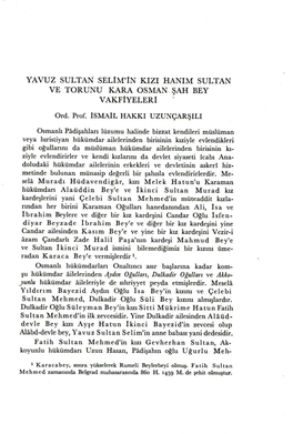 Yavuz Sultan Selim'in Kizi Hanim Sultan Ve Torunu Kara Osman ~Ah Bey Vakfiyeleri