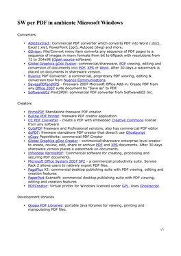 SW Per PDF in Ambiente Microsoft Windows