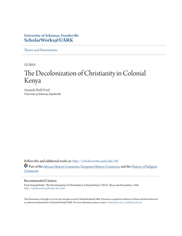 The Decolonization of Christianity in Colonial Kenya