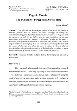 Eugeniu Carada: the Dynamic of Perceptions Across Time