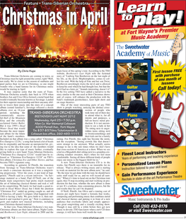 Feature • Trans-Siberian Orchestra------Learn Christmas in April Toplay! at Fort Wayne’S Premier Music Academy the Sweetwater Academy of Music