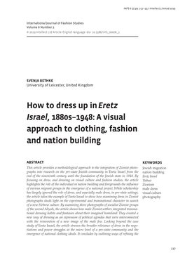 How to Dress up in Eretz Israel, 1880S–1948: a Visual Approach to Clothing, Fashion and Nation Building