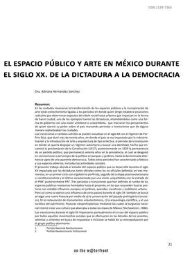 El Espacio Público Y Arte En México Durante El Siglo Xx. De La Dictadura a La Democracia