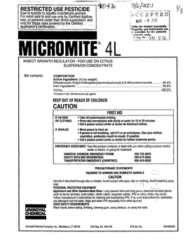 U.S. EPA, Pesticide Product Label, MICROMITE 4L, 03/06/2001