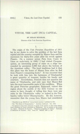 1912.] Vitcos, the Last Inca Capital. 135