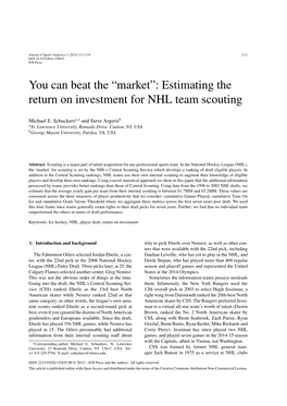 Estimating the Return on Investment for NHL Team Scouting