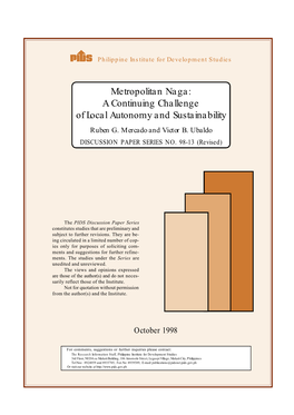 Metropolitan Naga: a Continuing Challenge of Local Autonomy and Sustainability Ruben G