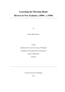 Divorce in New Zealand 1898
