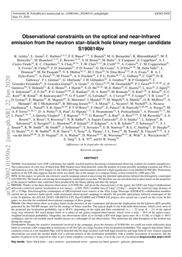 Observational Constraints on the Optical and Near-Infrared Emission from the Neutron Star–Black Hole Binary Merger Candidate S190814bv K