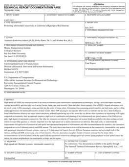 TECHNICAL REPORT DOCUMENTATION PAGE Formats