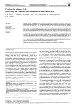 Resolving the Coryneliomycetidae Within Eurotiomycetes