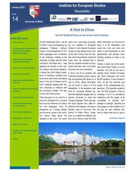 Institute for European Studies Newsletter a Visit to China