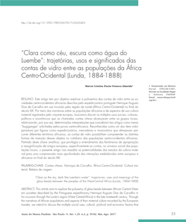 Trajetórias, Usos E Significados Das Contas De Vidro Entre As Populações Da África Centro-Ocidental (Lunda, 1884-1888)